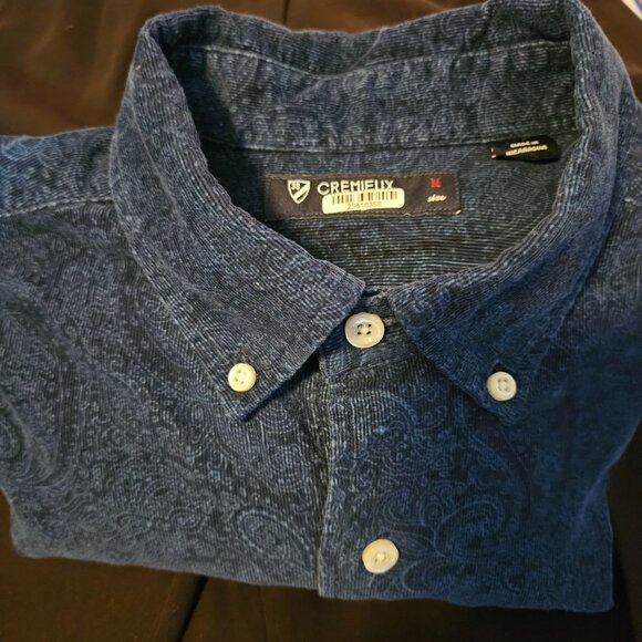 Cremieux Mens Paisley Button-Up Shirt Medium 100% Cotton Blue Long Sleeve - Picture 3 of 13